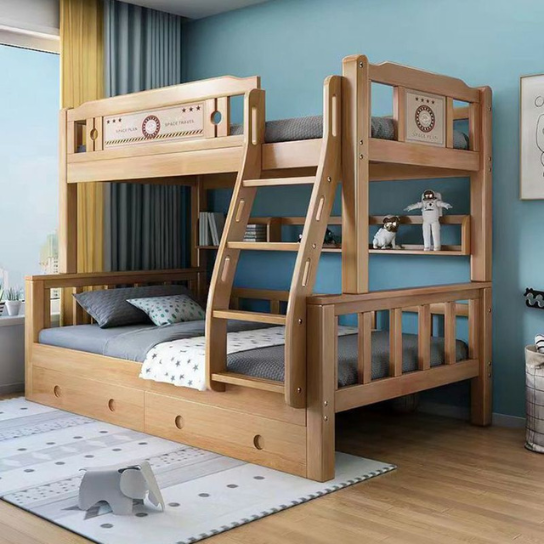 Rustic Mango Classic Brown Solid Wood Panel Kids Bunk Bed with Gender Neutral thumbnail 3