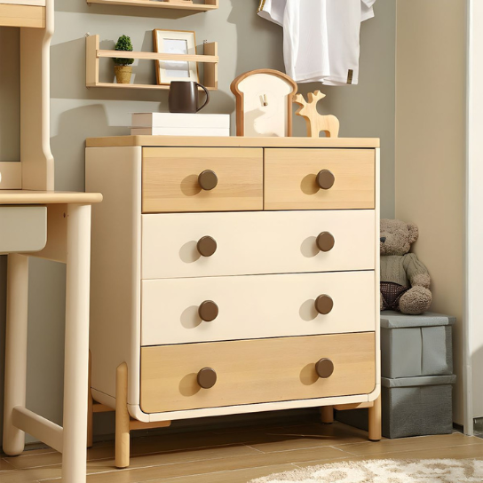 Rustic Mango  Mid-Century Modern Chest with 5 Drawers - Solid Wood thumbnail 6