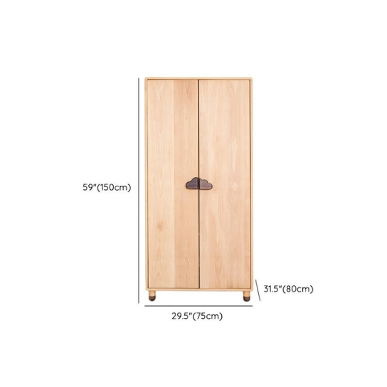 Rustic Modern Solid Wood Children's Wardrobes Natural | In Natural Color |Wardrobe for  Bedroom thumbnail 2