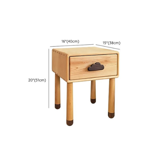 Rustic Mango Cloud Theme Modern Children's Bedside Table Natural with 1 Drawer Included thumbnail 4