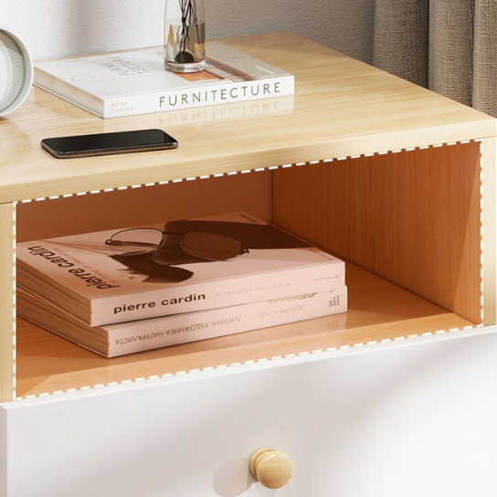 Rustic Mango Simple Unfinished Color Wood Open Storage Kids Nightstand with 1 Shelf,1 Drawer thumbnail 4
