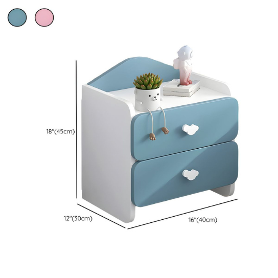 Rustic Mango Wooden Children's Bedside Table Modern with 2 Drawers - Pink thumbnail 4