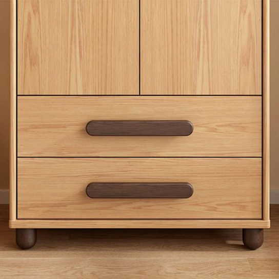 Rustic Mango Solid Wood Natural Modern Children's Wardrobe with Drawers and Partitions thumbnail 3