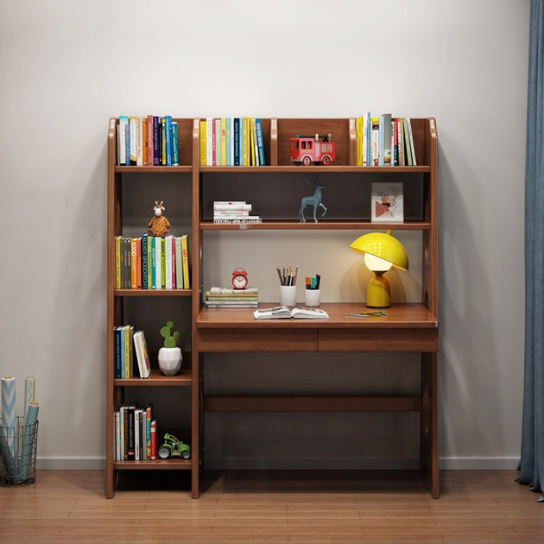 Rustic Mango Solid Wood Writing Desk with Shelves thumbnail 4