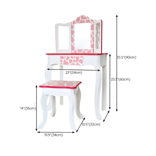 Rustic Mango Wooden Vanity for Kids Home Bedroom Makeup Vanity for Kids with Drawers and Mirrors thumbnail 4