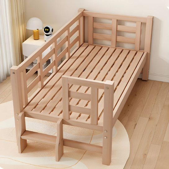 Rustic Mango Solid Wooden heavy Wooden Side Bed For Kids Bedroom In Natural Finish thumbnail 4