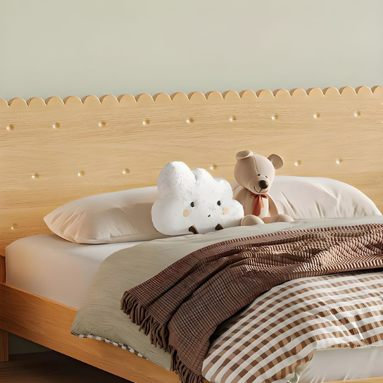 Rustic Mango Cookie Shaped Headboard Kid Bed Modern Solid Wood Natural without Mattress thumbnail 4