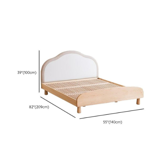 Rustic Mango Hard Solid Wood Cloud Shaped Kids Bed Natural with Padded Headboard thumbnail 4