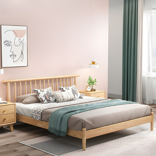 Rustic Mango Modern & Contemporary Solid Wood Slat Headboard No Theme Bed thumbnail 4