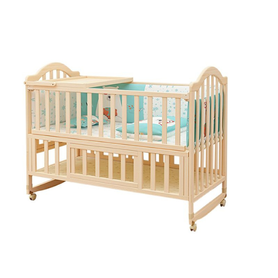 Rustic Mango Solid Wooden Cradles For New Born babies In Natural Finish thumbnail 5