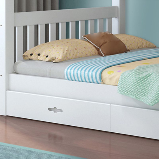 Rustic Mango Modern Style Children's Upper and Lower Bunks Solid Wood in White - Bunk Bed & Bookshelf & Drawer & Ladder Cabinet thumbnail 3