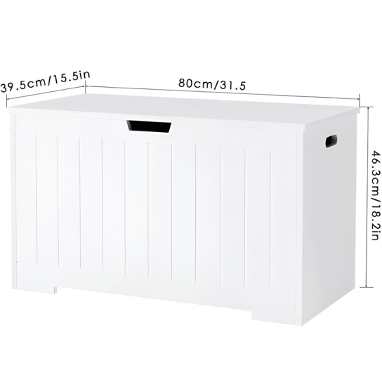 Rustic Mango Solid Wooden Toy Organizer Box in Creamy White Finish thumbnail 5