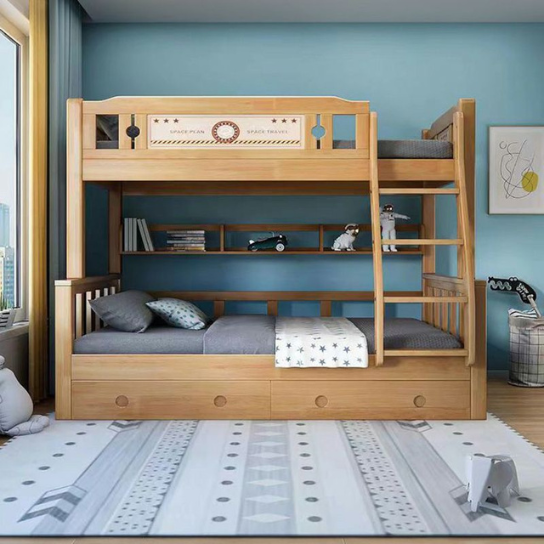 Rustic Mango Classic Brown Solid Wood Panel Kids Bunk Bed with Gender Neutral thumbnail 4