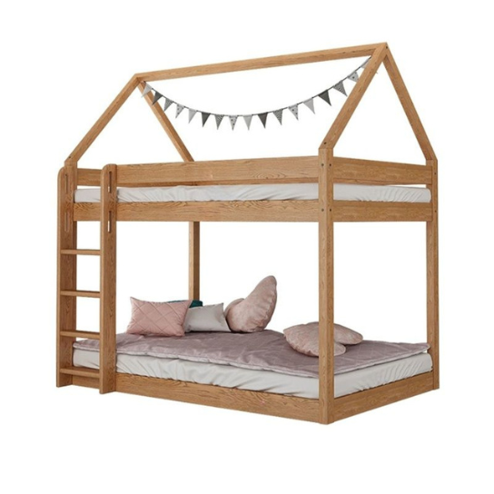 Rustic Mango Natural Solid Wood Top Children Bunk Bed with Either Side, Tall thumbnail 2