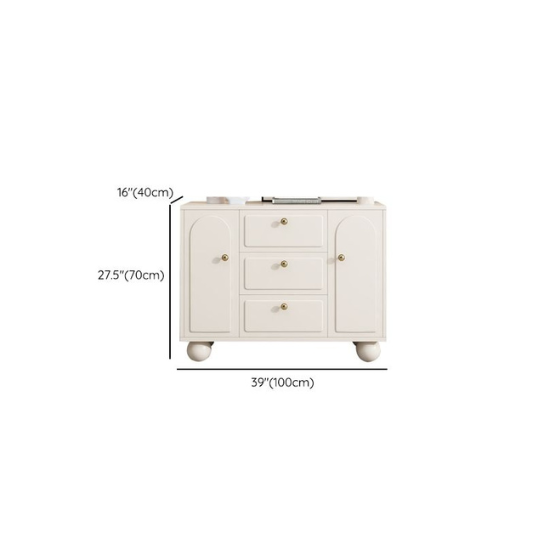 Rustic Mango Modern White Combo Dresser with 3 Drawers, Shelves, and Cabinets Included thumbnail 4
