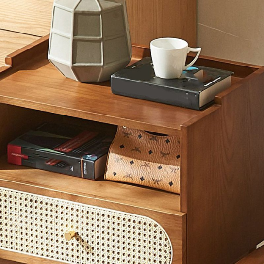 Rustic Mango 1 Drawer & 1 Shelf Contemporary Black coolor Solid Wood Children Nightstand With Open Storage thumbnail 5