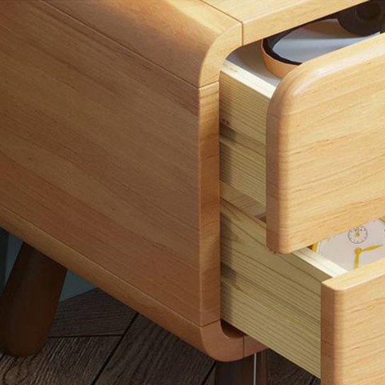 Rustic Mango 2 Drawer Included Children's Bedside Table Solid Wood Natural with Legs thumbnail 4
