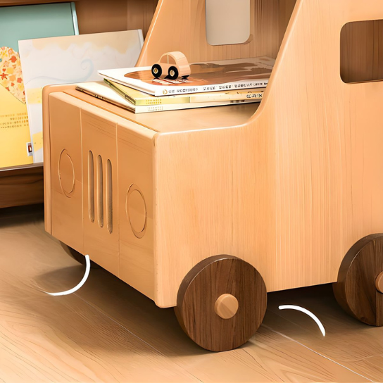 Rustic Mango Car Theme Natural Bedside Table Solid Wood Drawers Included for Children thumbnail 4