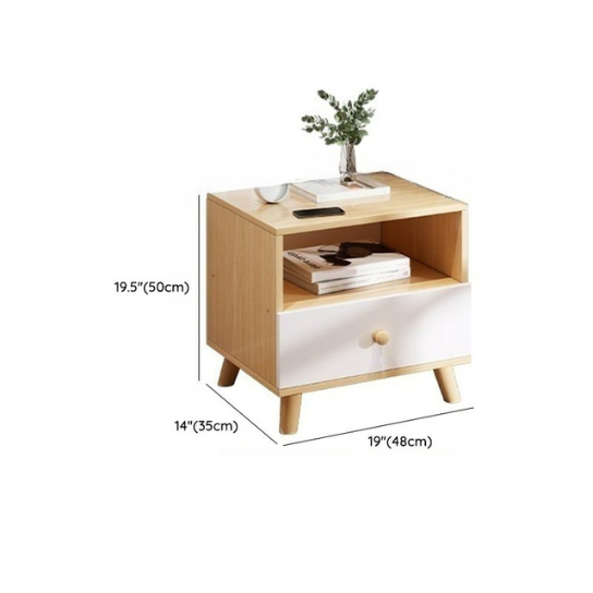 Rustic Mango Simple Unfinished Color Wood Open Storage Kids Nightstand with 1 Shelf,1 Drawer thumbnail 5