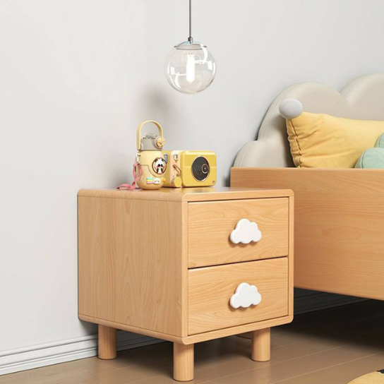 Rustic Mango Solid Wood Kids Nightstand with 2 Drawers, Natural Wood Finish thumbnail 5