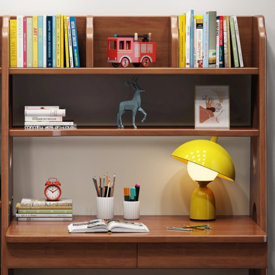 Rustic Mango Solid Wood Writing Desk with Shelves thumbnail 5