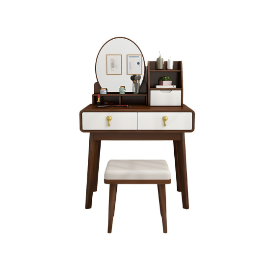 Rustic Mango Dressing Table Solid Wood Vanity Makeup Table Set with 3 Drawers thumbnail 5