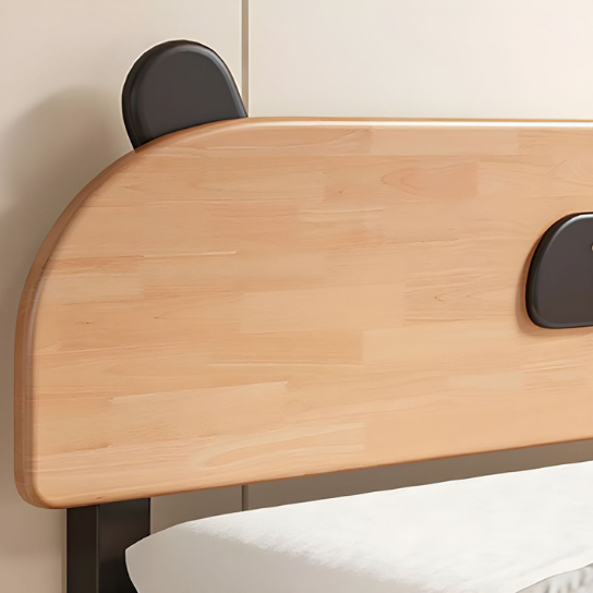 Rustic Mango Solid Wooden beds In Bunny Style In Natural Finish With Walnut Buggies  Finish thumbnail 5