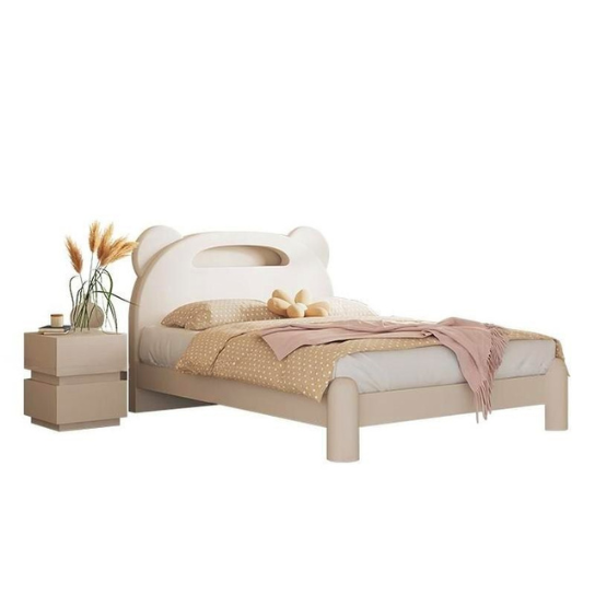 Rustic Mango Minimalism Bear Theme White Kids Bed Solid Wood Low Bottom Clearance thumbnail 5