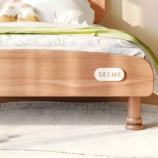 Rustic Mango Bear Shape Headboard Modern Kid Bed Natural Low Bed Bottom Clearance without  Mattress - Kids Bed thumbnail 5