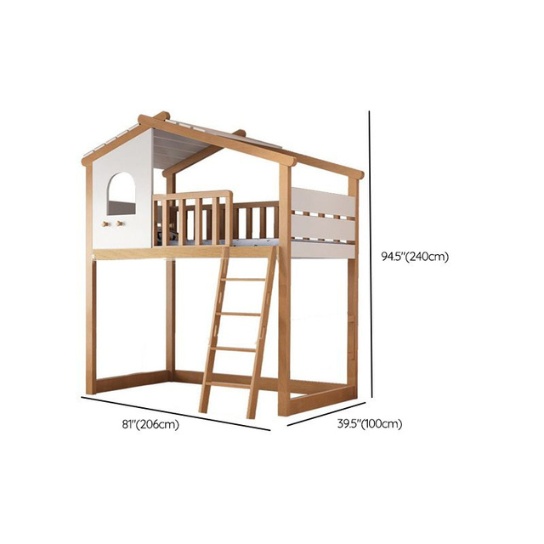 Rustic Mango Solid Wooden Loft Bed with Tinny House Style In Natural Finish thumbnail 9