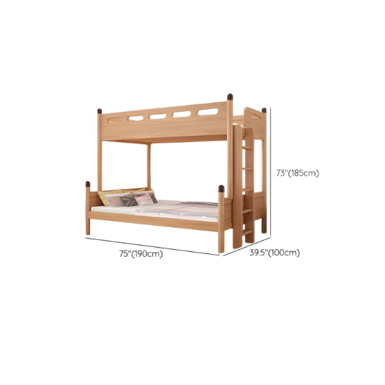 Rustic Mango Solid Wooden Loft Bed With Safety + Ladder In Natural Teak Finish thumbnail 4