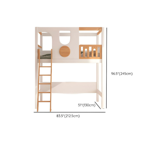 Rustic Mango Solid Wooden Modern Style Loft Bed In Cream And Natural Teak Finish thumbnail 5