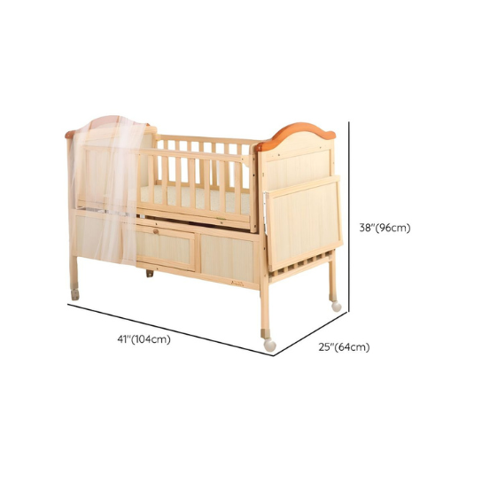 Rustic Mango Solid Wooden Cradles With Safety Doors or Wheels In Natural Finish thumbnail 5