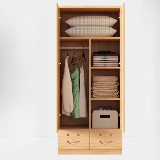 Rustic Mango Modern Natural Color Children's Wardrobe Solid Wood with Partitions and Drawers thumbnail 5