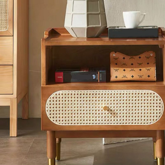 Rustic Mango 1 Drawer & 1 Shelf Contemporary Black coolor Solid Wood Children Nightstand With Open Storage thumbnail 6