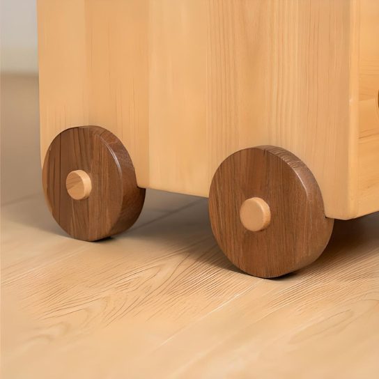 Rustic Mango Car Theme Natural Bedside Table Solid Wood Drawers Included for Children thumbnail 5