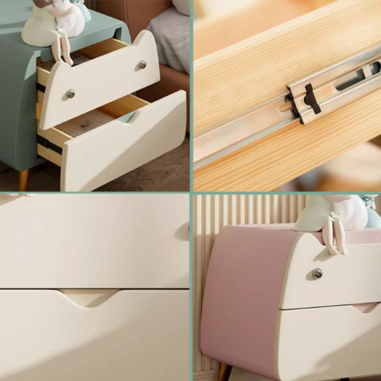 Rustic Mango Cartoon Theme Leather Children's Bedside Table with Drawers and Golden Legs thumbnail 5
