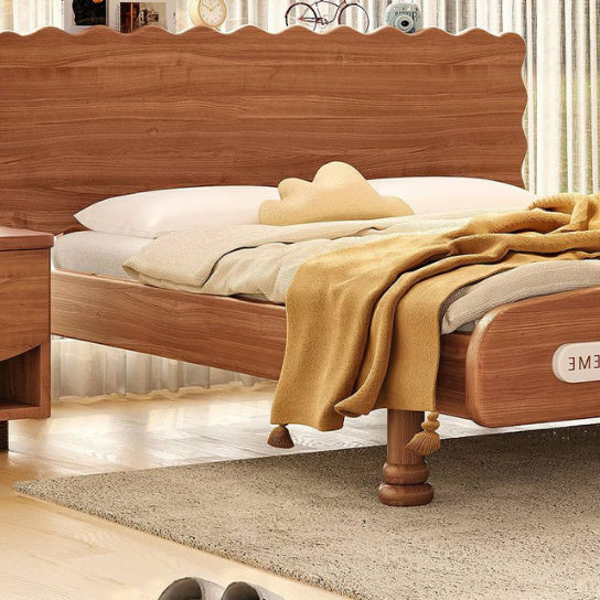 Rustic Mango Modern Solid Wood Children's Bed Natural with Rectangular Headboard and Legs thumbnail 6