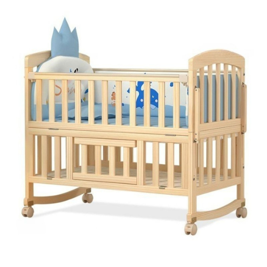 Rustic Mango Solid Wooden Mini Cradles For New Born Kids in Natural Finish thumbnail 6