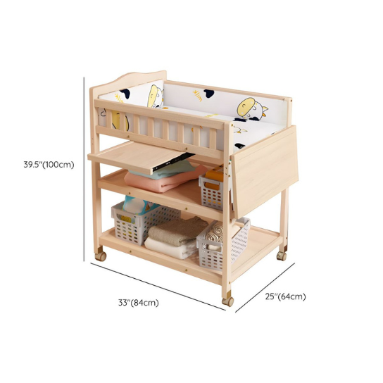 Rustic Mango Solid Wooden Changing Table with Storage Shelf In Natural Finish thumbnail 6