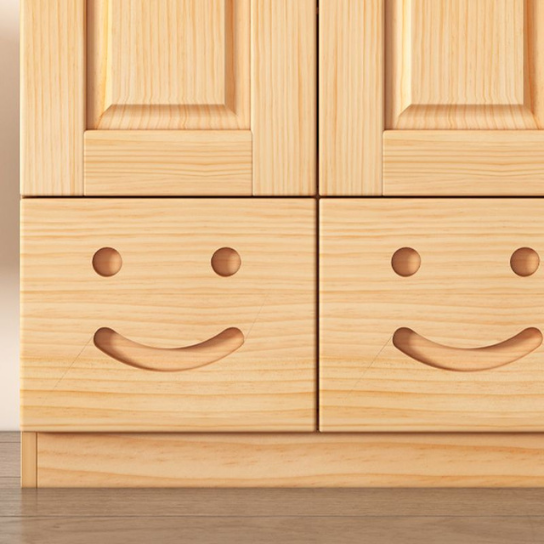 Rustic Mango Modern Natural Color Children's Wardrobe Solid Wood with Partitions and Drawers thumbnail 6