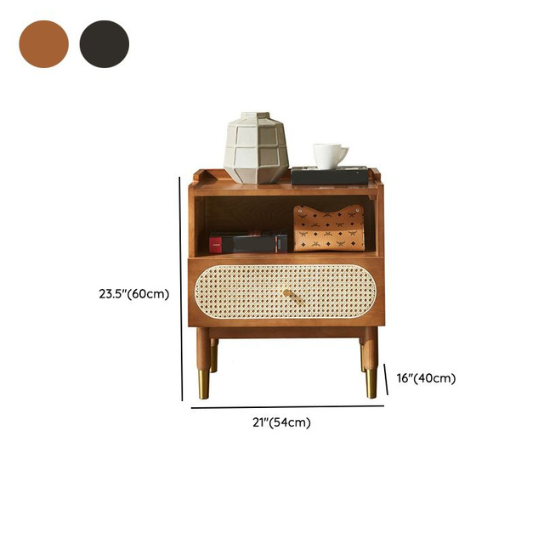 Rustic Mango 1 Drawer & 1 Shelf Contemporary Black coolor Solid Wood Children Nightstand With Open Storage thumbnail 7