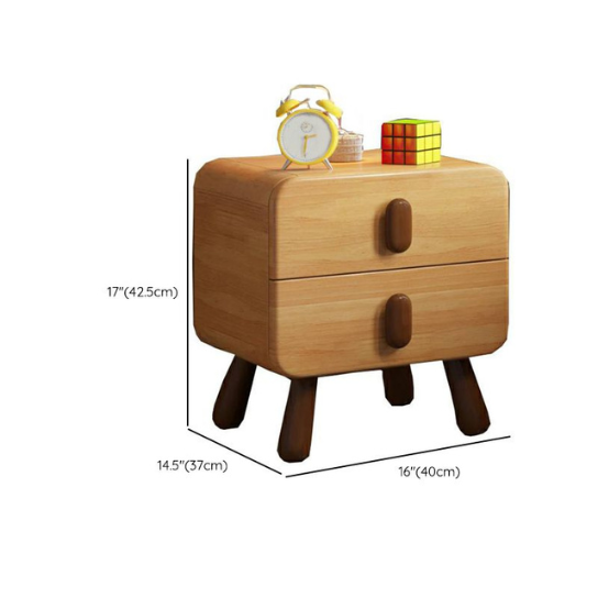 Rustic Mango 2 Drawer Included Children's Bedside Table Solid Wood Natural with Legs thumbnail 7