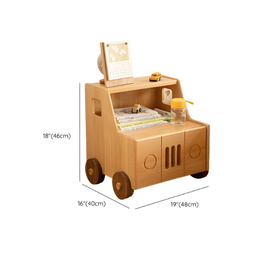 Rustic Mango Car Theme Natural Bedside Table Solid Wood Drawers Included for Children thumbnail 6