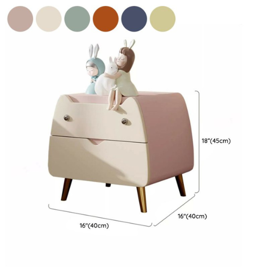 Rustic Mango Cartoon Theme Leather Children's Bedside Table with Drawers and Golden Legs thumbnail 6