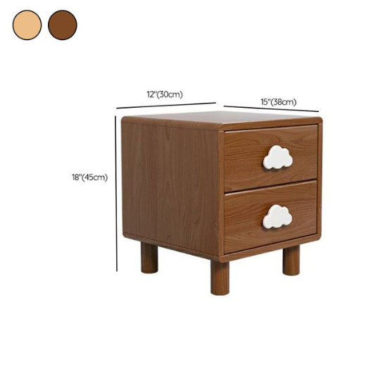 Rustic Mango Solid Wood Kids Nightstand with 2 Drawers, Natural Wood Finish thumbnail 7