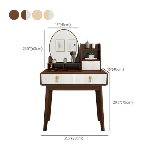 Rustic Mango Dressing Table Solid Wood Vanity Makeup Table Set with 3 Drawers thumbnail 7