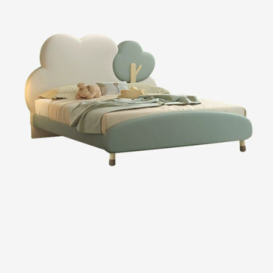 Rustic Mango Modish Green Solid Wood & Faux Leather Panel Standard Children Bed with Headboard, Gender Neutral, Kids Bed thumbnail 7