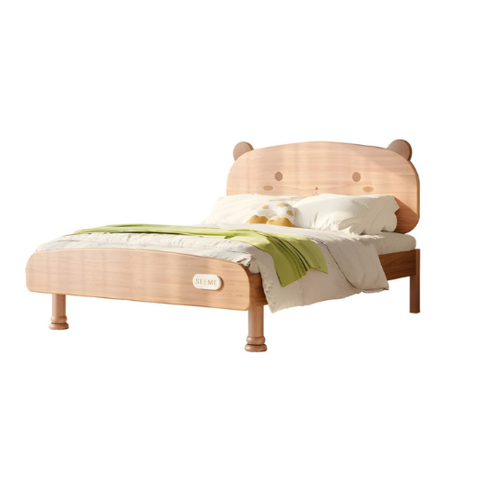 Rustic Mango Bear Shape Headboard Modern Kid Bed Natural Low Bed Bottom Clearance without  Mattress - Kids Bed thumbnail 7