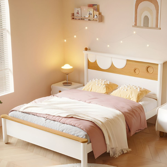 Rustic Mango Modern Style White Solid Wood Platform Kids Bed without Mattress for Bedroom - Kids Bed thumbnail 7